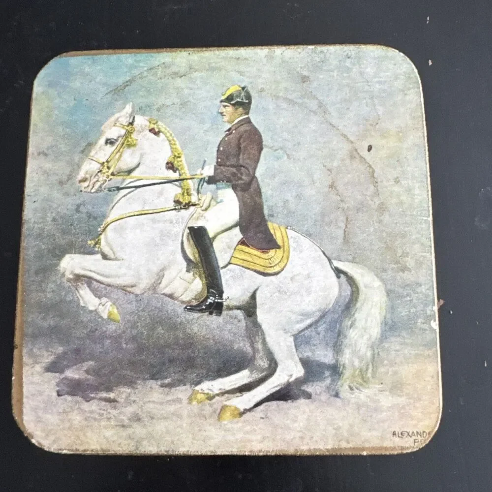 Vintage Alexander Pock Modern Riding School Sheraton Set of Five Coasters Horses